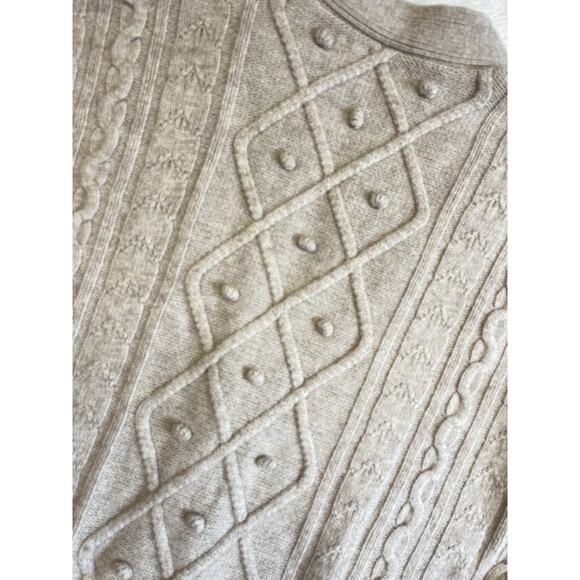 One Grey Day OGD Cashmere Blend Cable Knit Long Cardigan Oatmeal Pockets XS - Picture 9 of 10